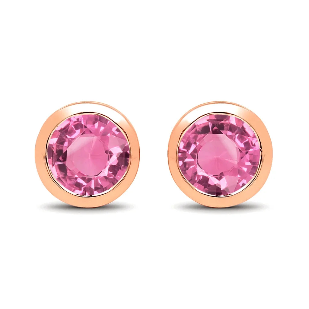 Round Bezel Set Amethyst Stud Earrings