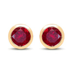 Round Bezel Set Amethyst Stud Earrings