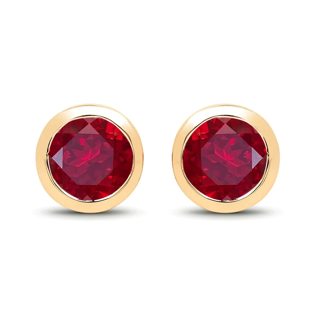 Round Bezel Set Amethyst Stud Earrings