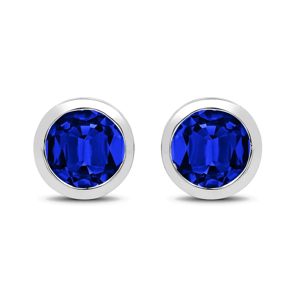 Round Bezel Set Amethyst Stud Earrings