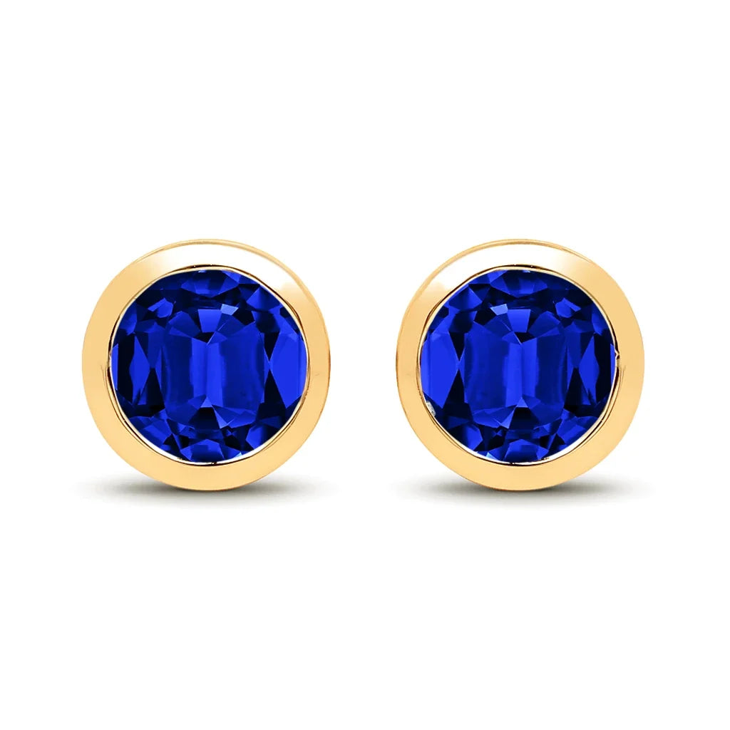 Round Bezel Set Amethyst Stud Earrings