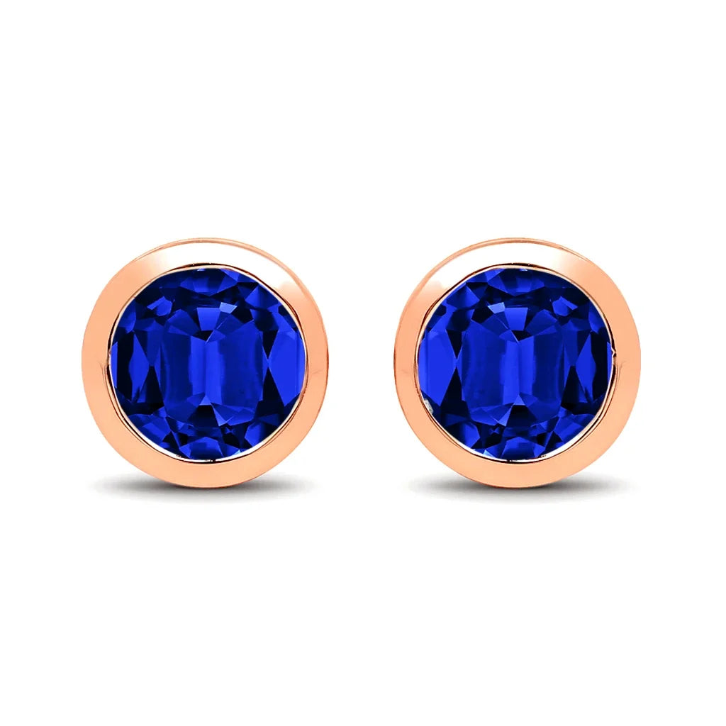Round Bezel Set Amethyst Stud Earrings
