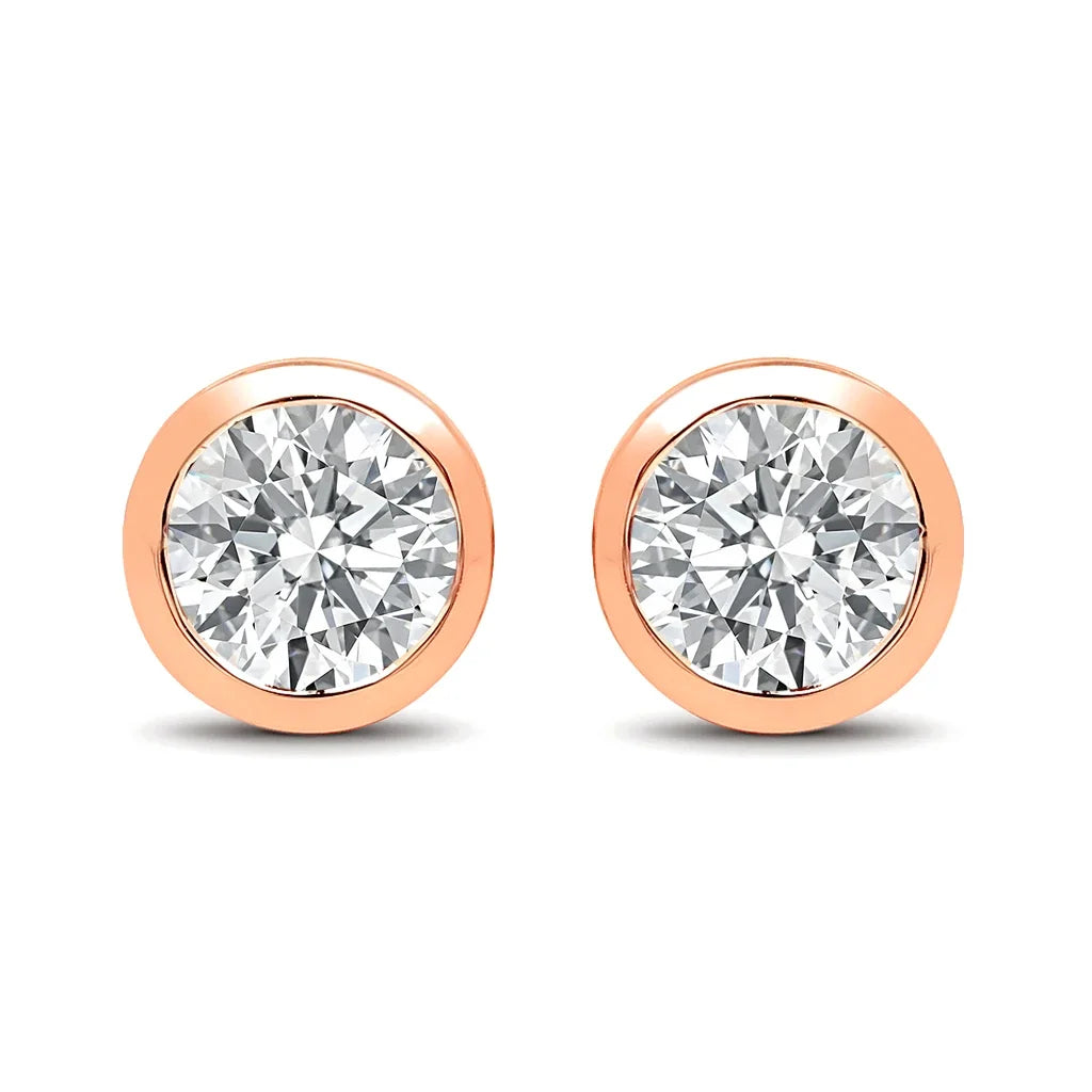 Round Bezel Set Amethyst Stud Earrings