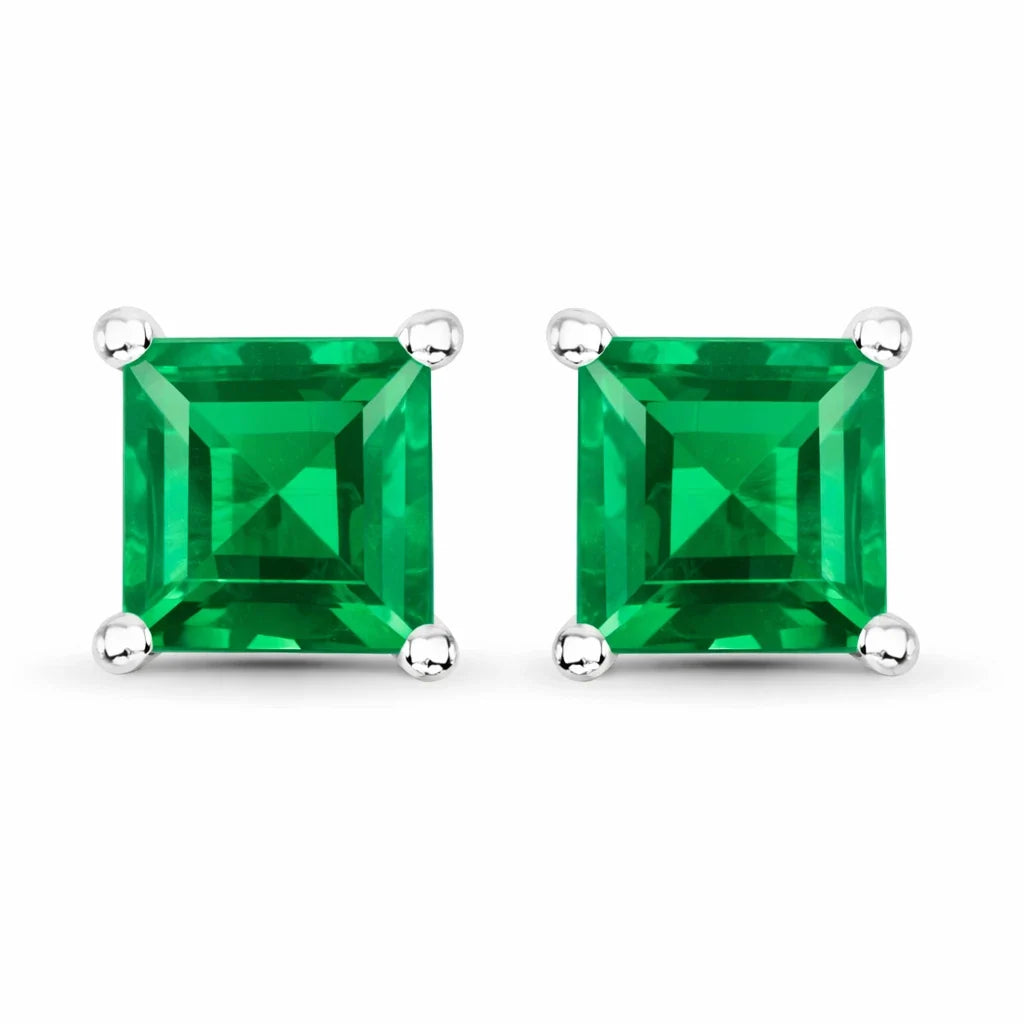 Square Prong Set Amethyst Stud Earrings
