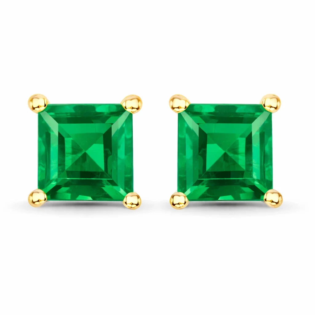 Square Prong Set Amethyst Stud Earrings