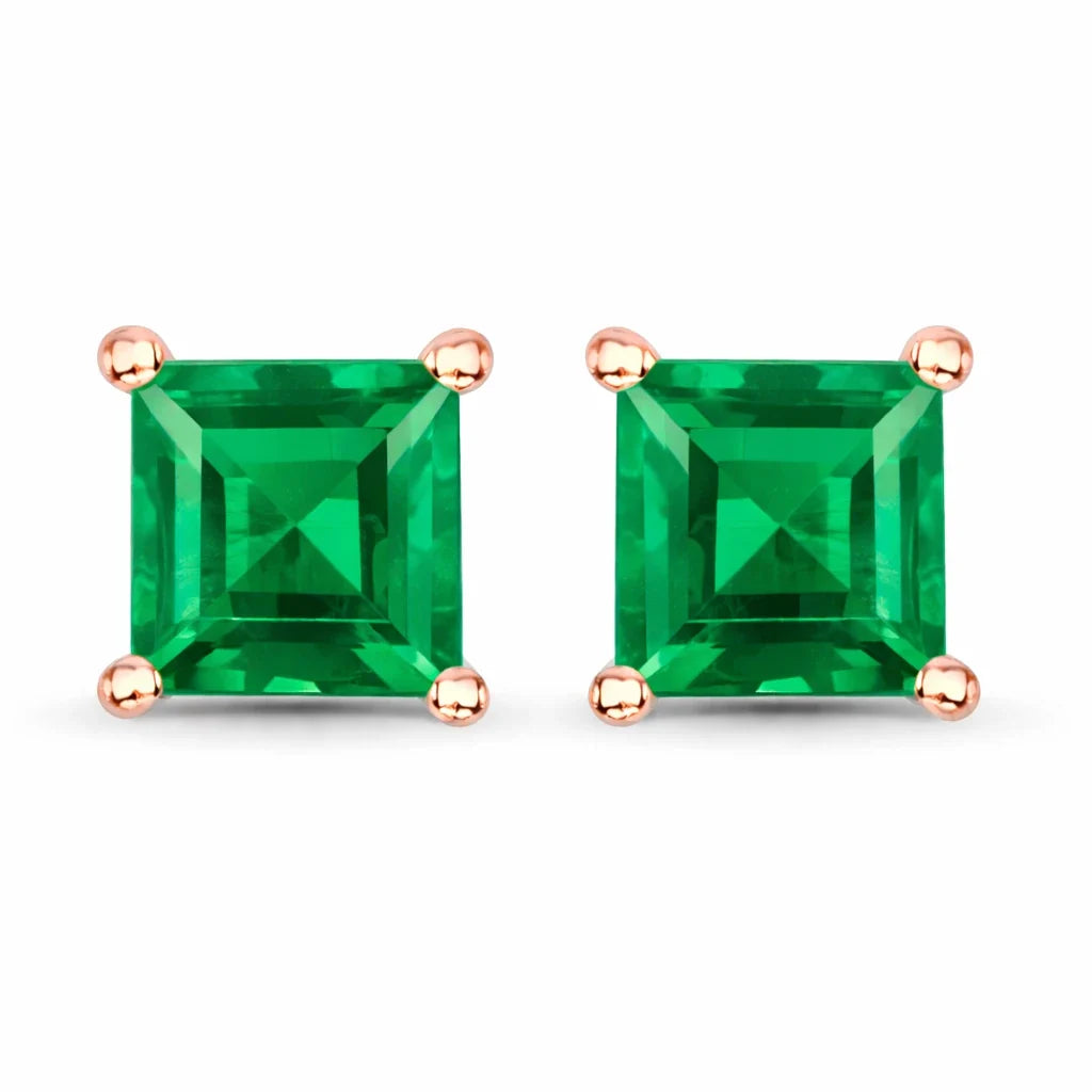 Square Prong Set Amethyst Stud Earrings