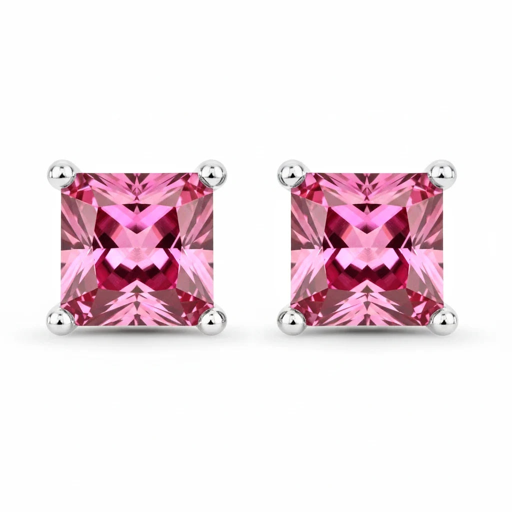 Square Prong Set Amethyst Stud Earrings