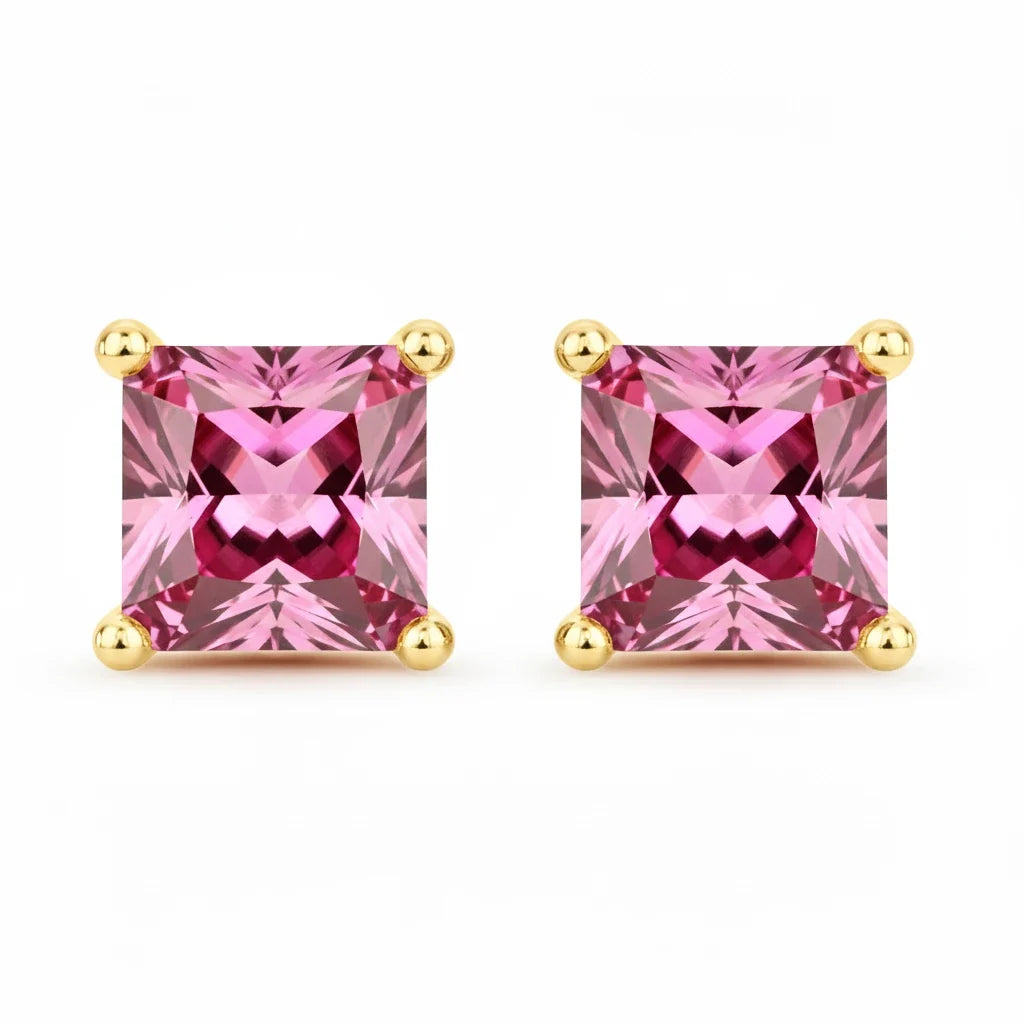 Square Prong Set Amethyst Stud Earrings