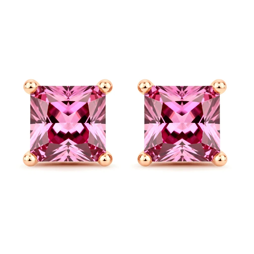 Square Prong Set Amethyst Stud Earrings