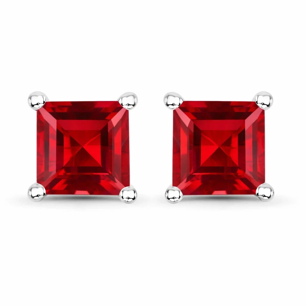Square Prong Set Amethyst Stud Earrings