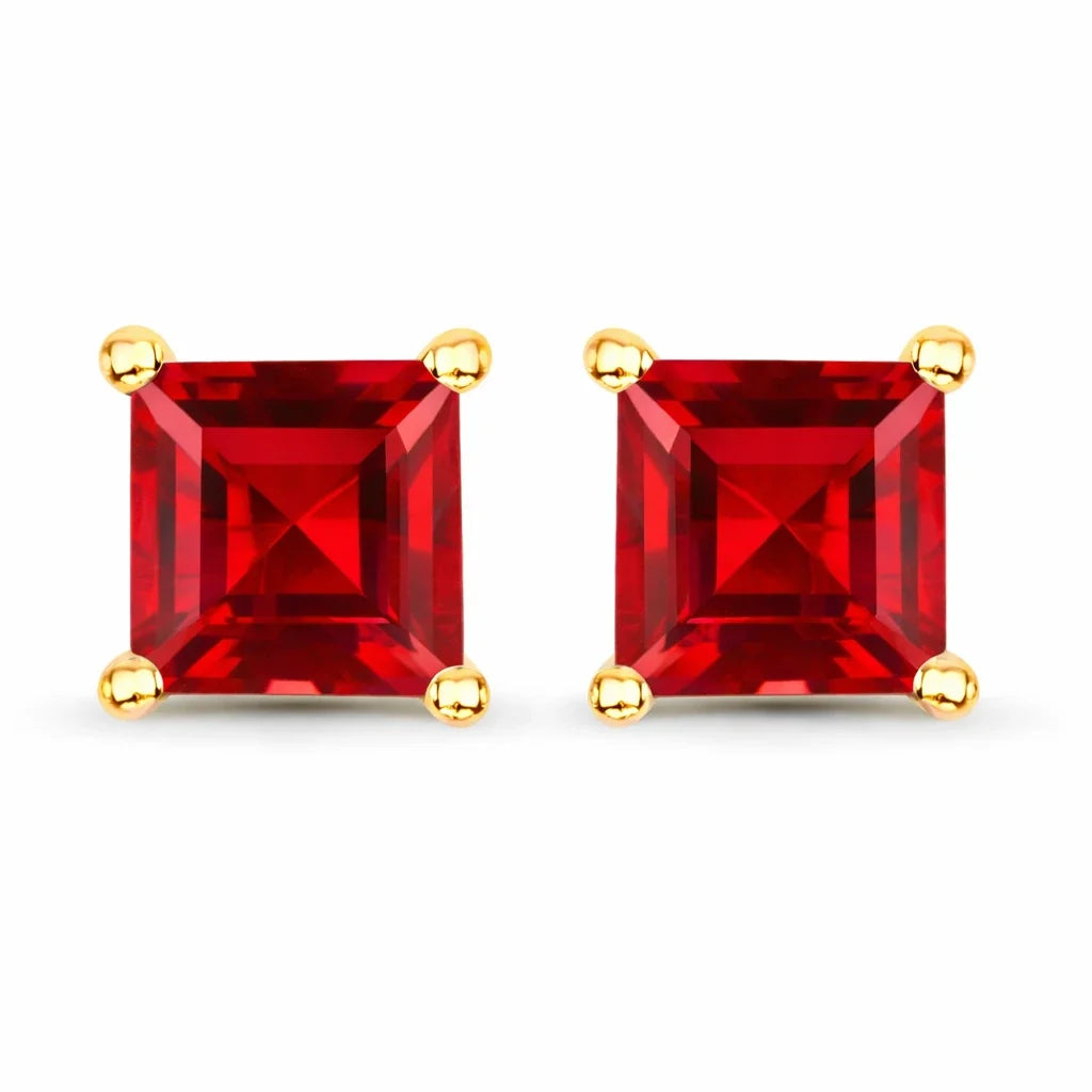 Square Prong Set Amethyst Stud Earrings