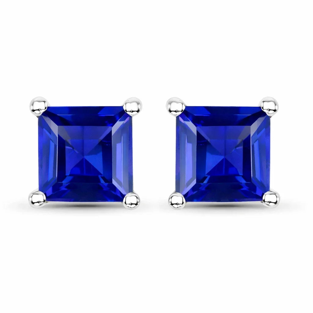 Square Prong Set Amethyst Stud Earrings