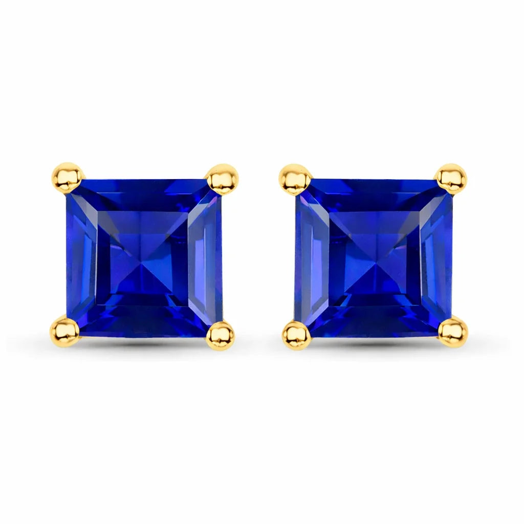 Square Prong Set Amethyst Stud Earrings