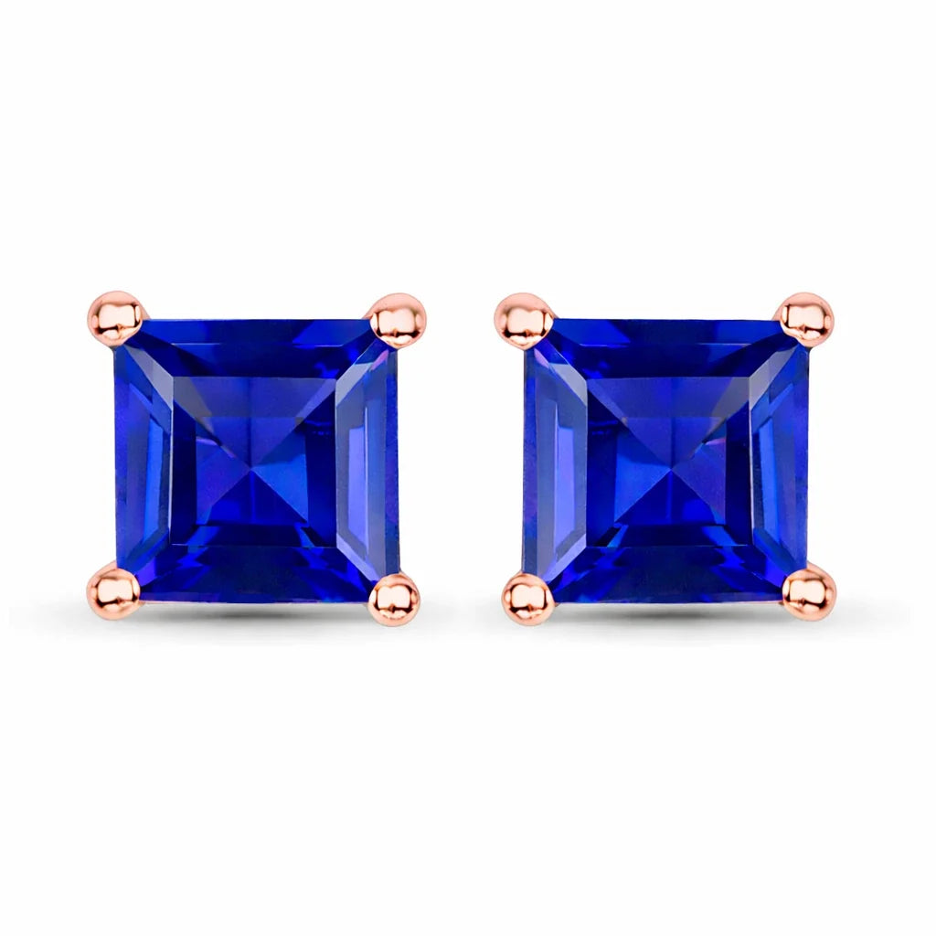 Square Prong Set Amethyst Stud Earrings