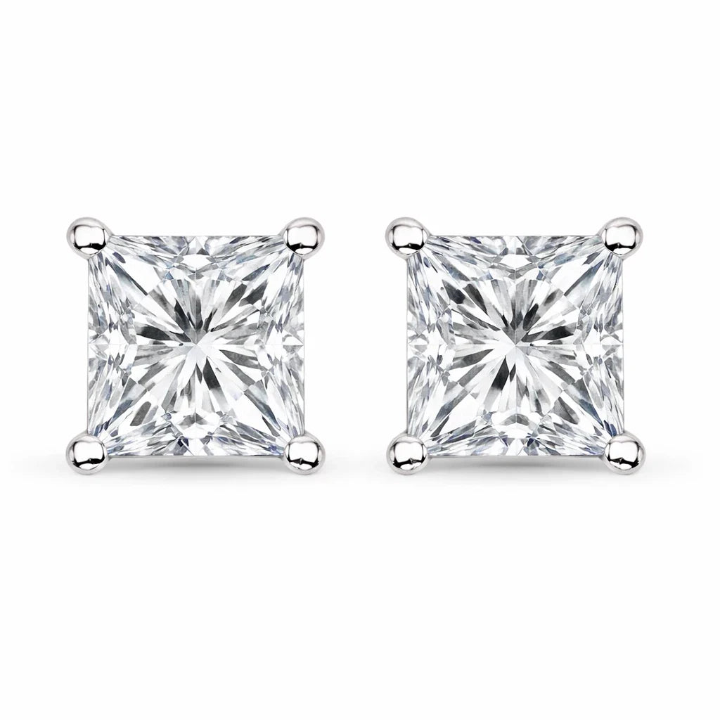 Square Prong Set Amethyst Stud Earrings