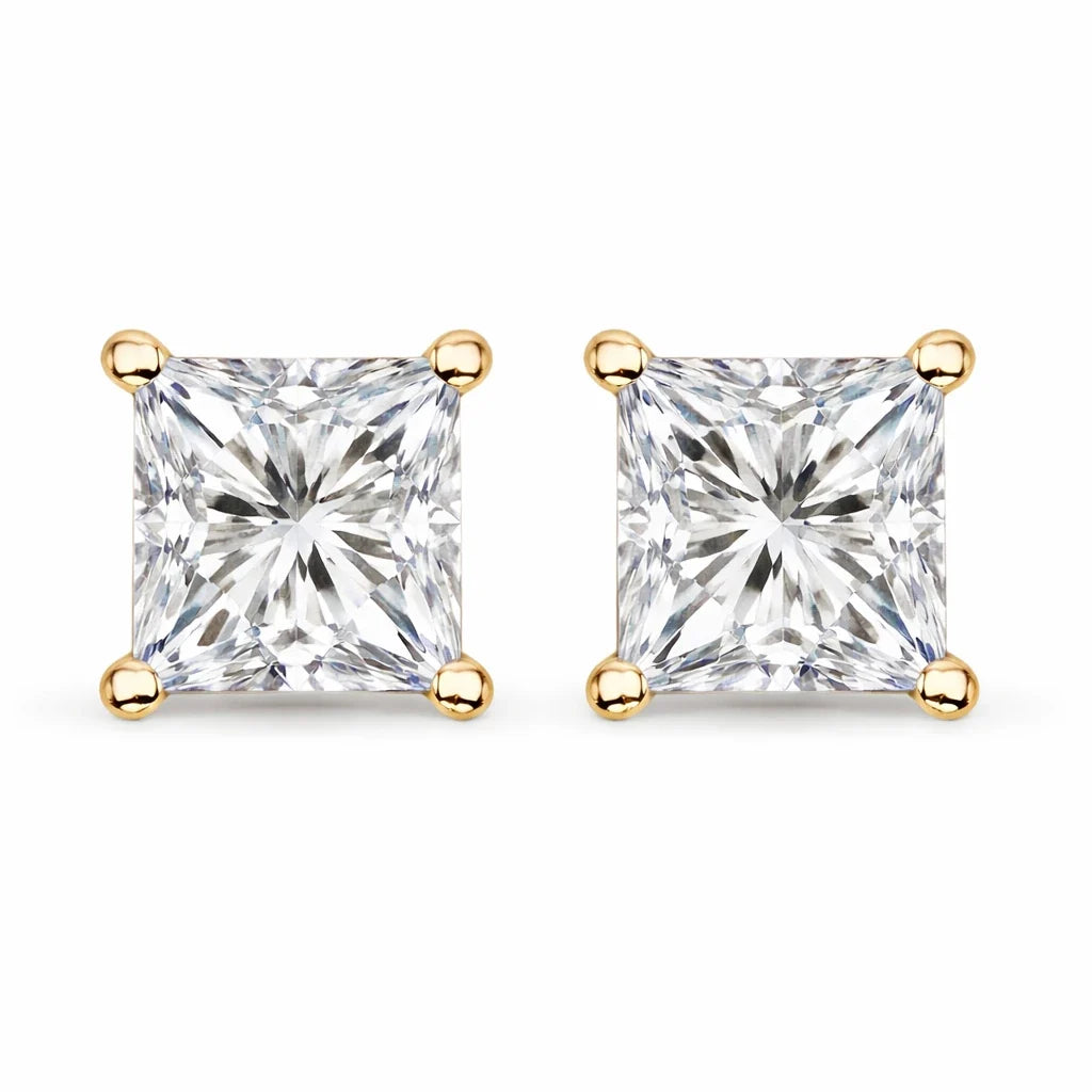 Square Prong Set Amethyst Stud Earrings