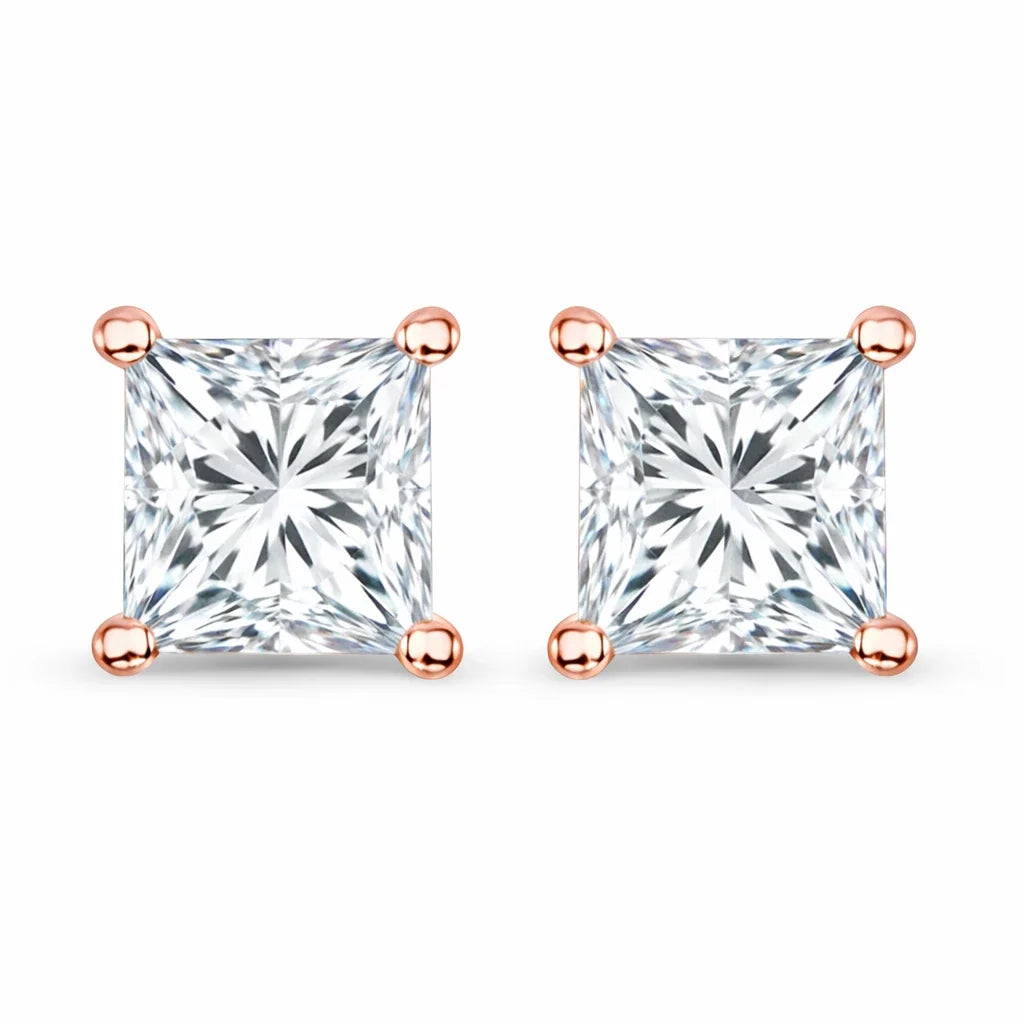 Square Prong Set Amethyst Stud Earrings