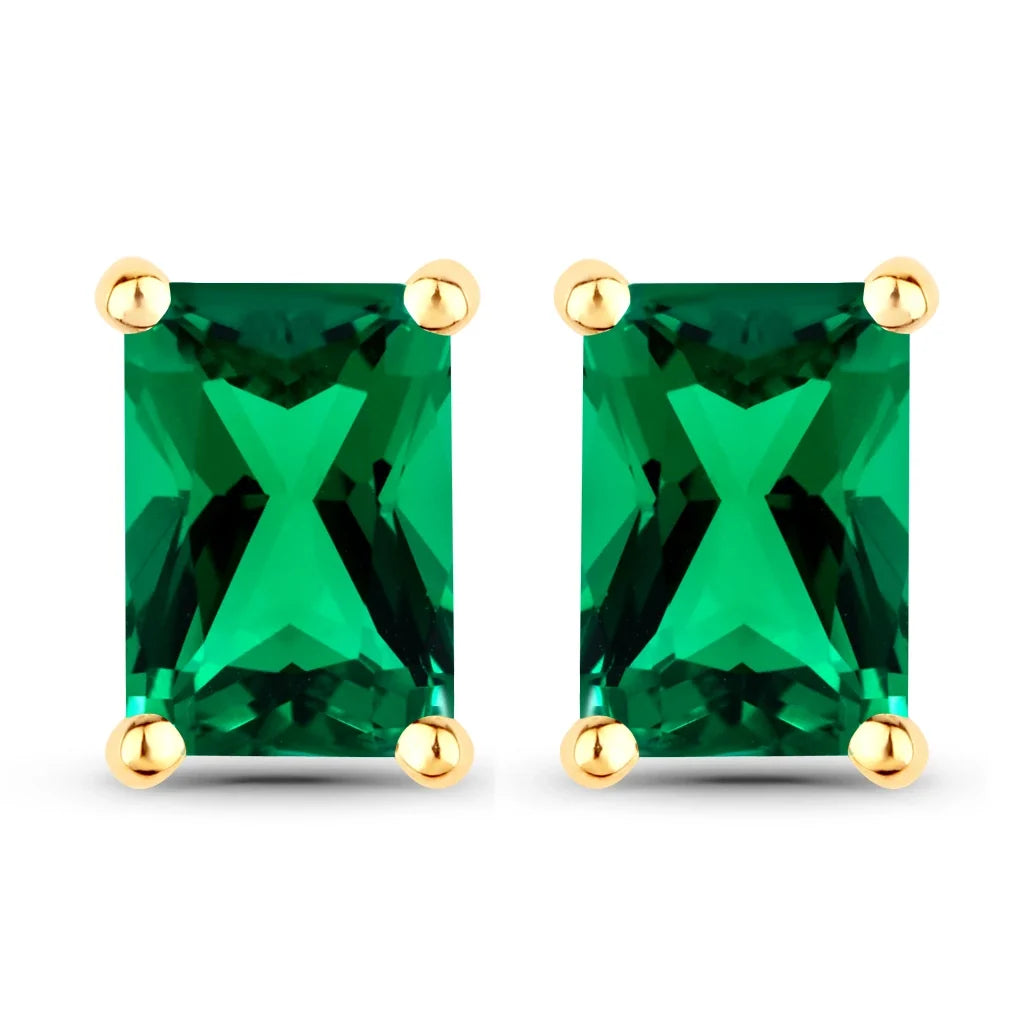 Octagon Prong Set Amethyst Stud Earrings
