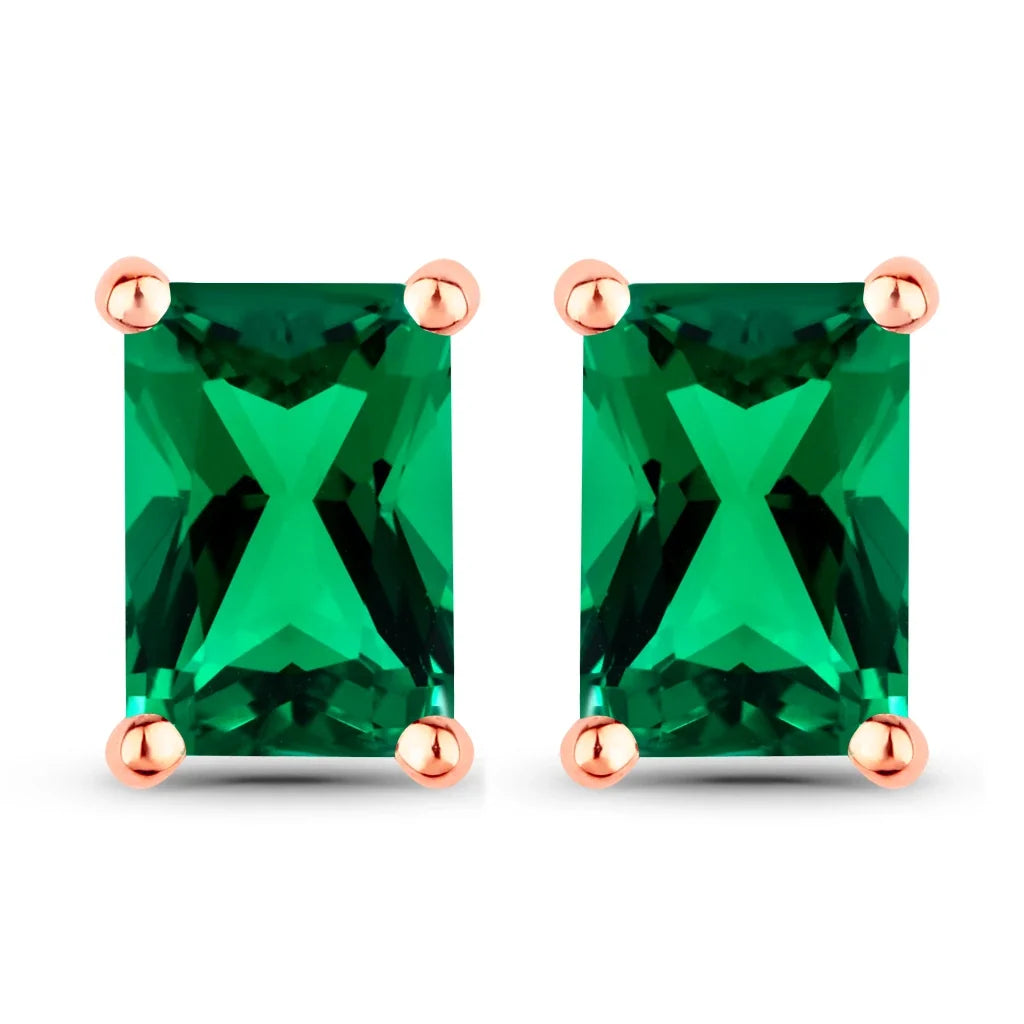 Octagon Prong Set Amethyst Stud Earrings