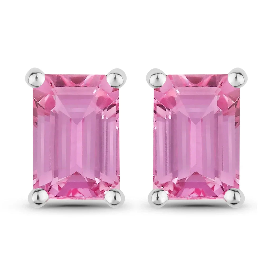 Octagon Prong Set Amethyst Stud Earrings