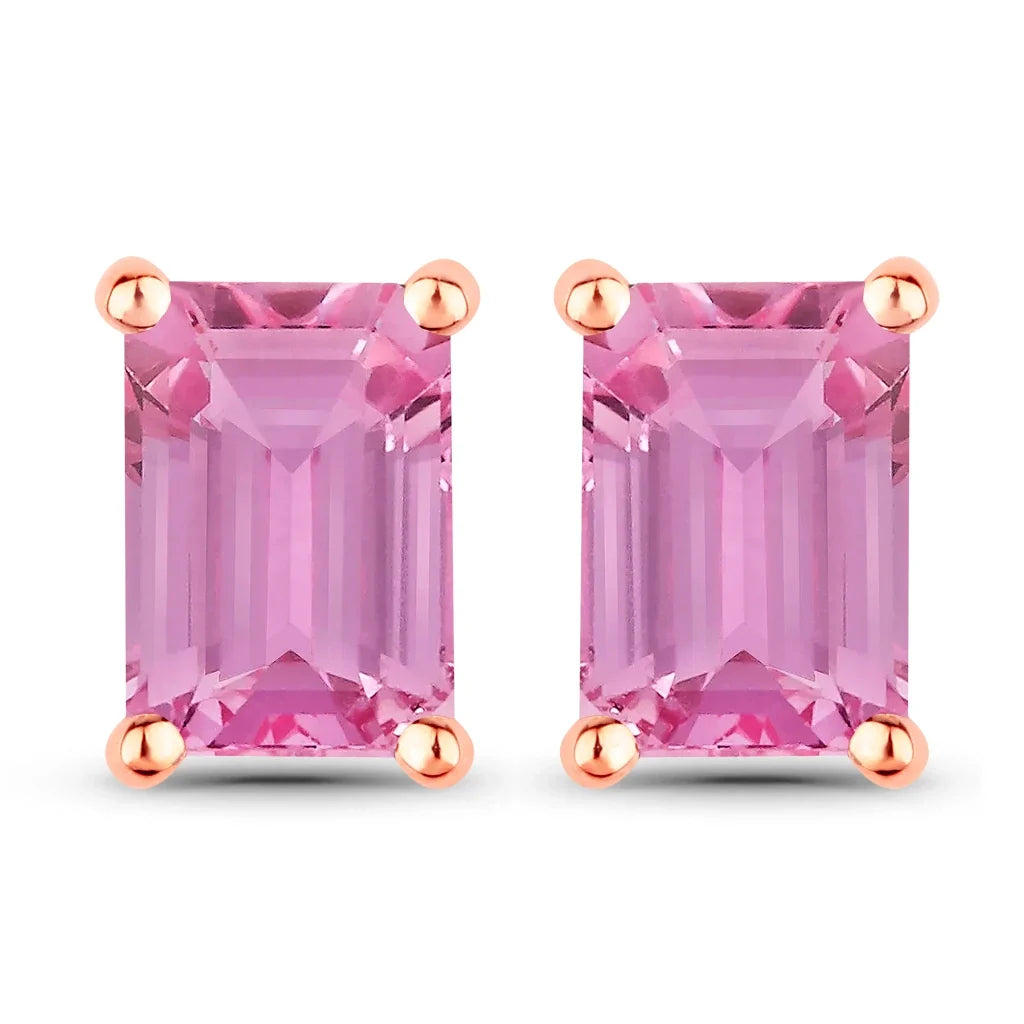 Octagon Prong Set Amethyst Stud Earrings