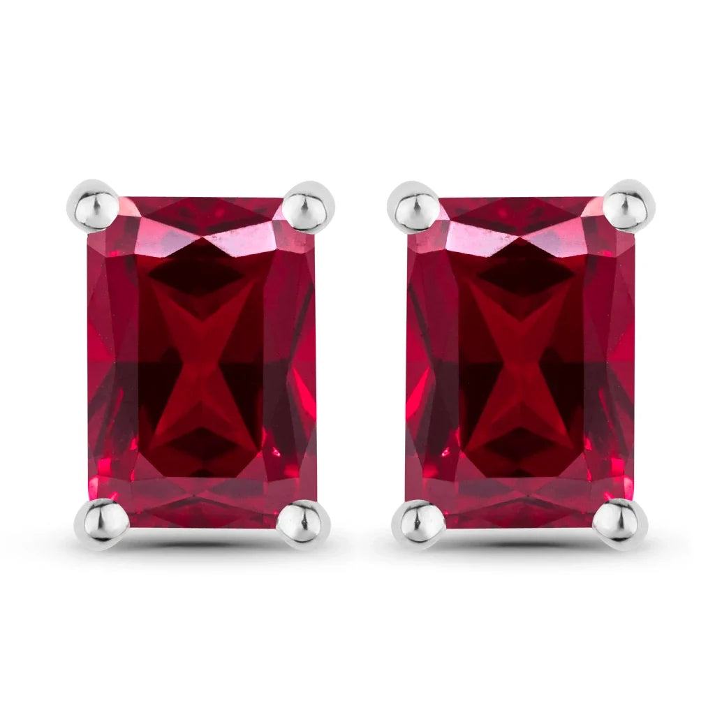 Octagon Prong Set Amethyst Stud Earrings