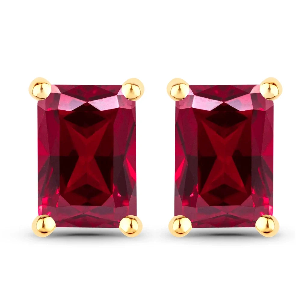 Octagon Prong Set Amethyst Stud Earrings