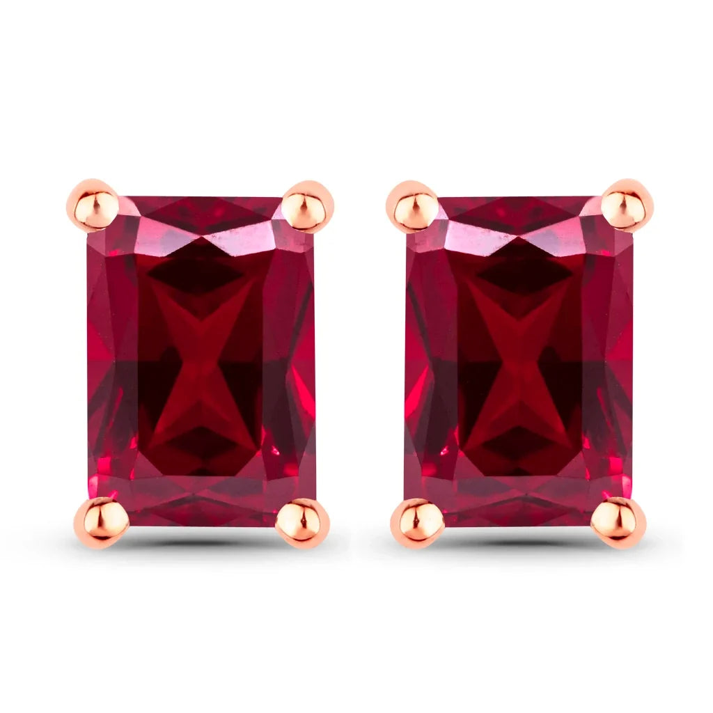 Octagon Prong Set Amethyst Stud Earrings