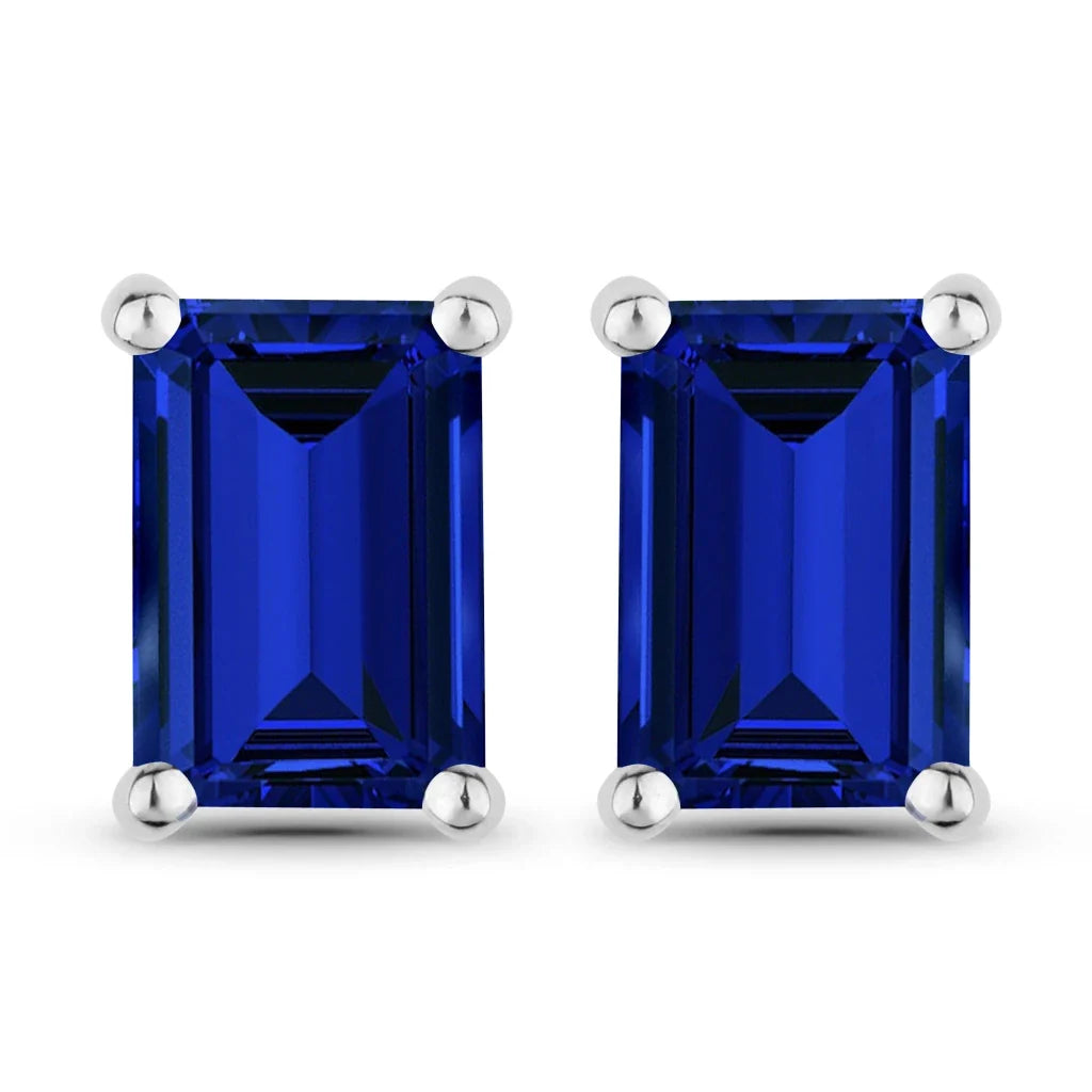 Octagon Prong Set Amethyst Stud Earrings