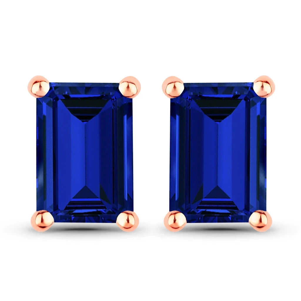 Octagon Prong Set Amethyst Stud Earrings