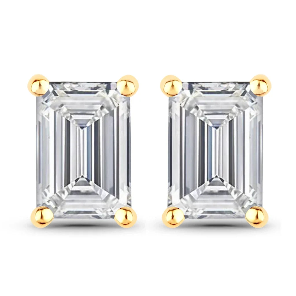 Octagon Prong Set Amethyst Stud Earrings