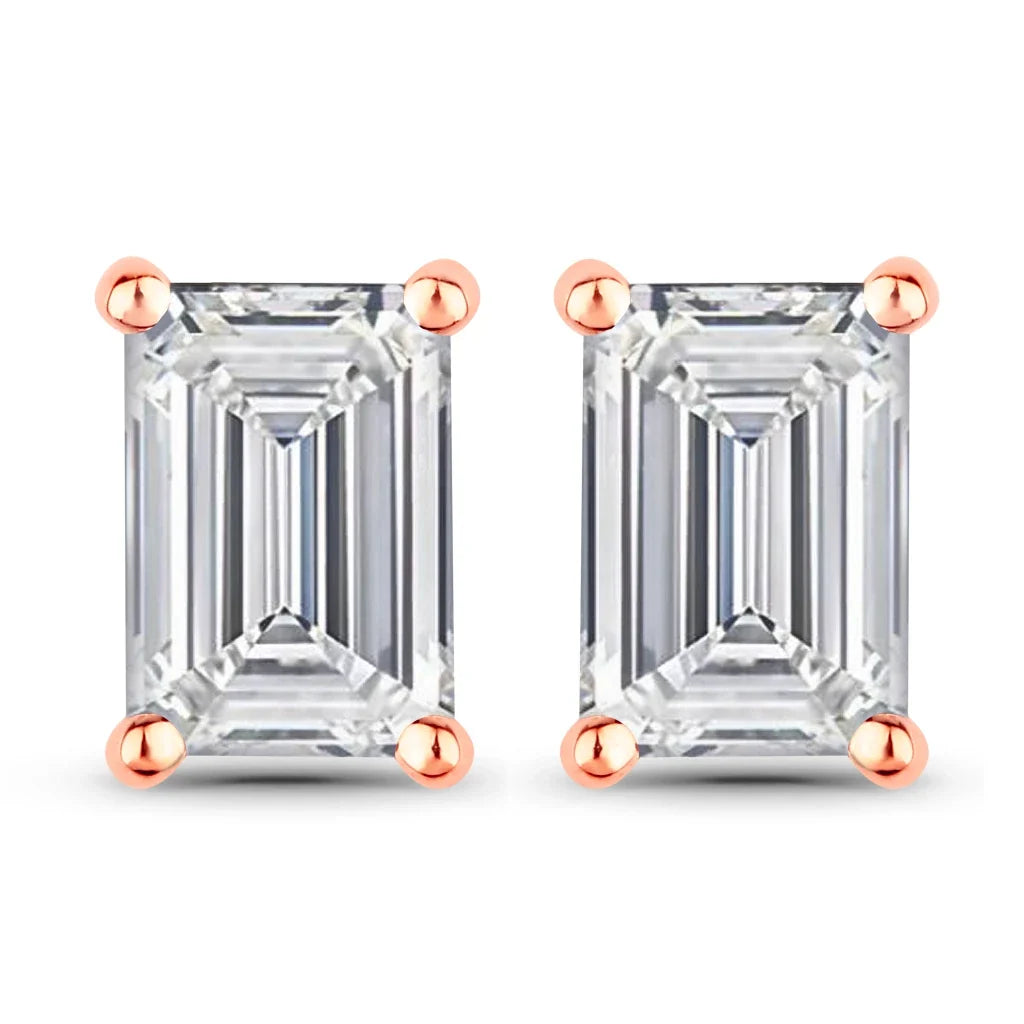 Octagon Prong Set Amethyst Stud Earrings