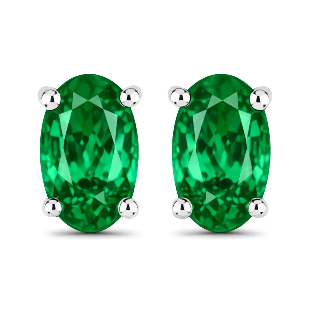Solitaire Oval Prong-Set Stud Earrings