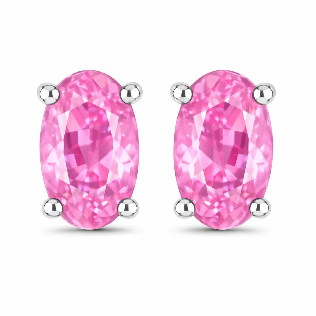 Solitaire Oval Prong-Set Stud Earrings
