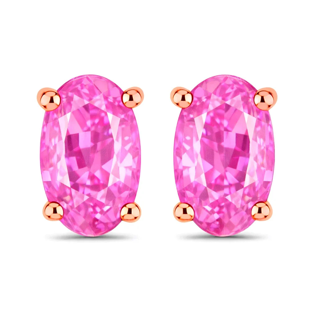 Solitaire Oval Prong-Set Stud Earrings