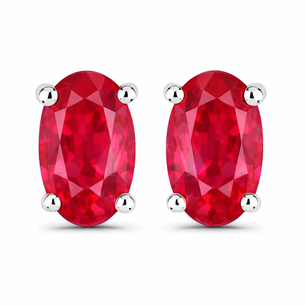 Solitaire Oval Prong-Set Stud Earrings
