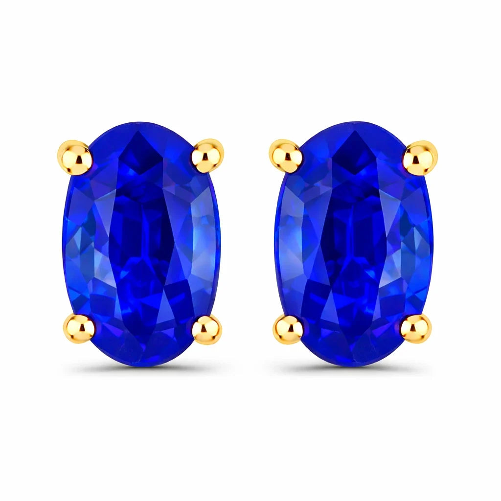 Solitaire Oval Prong-Set Stud Earrings