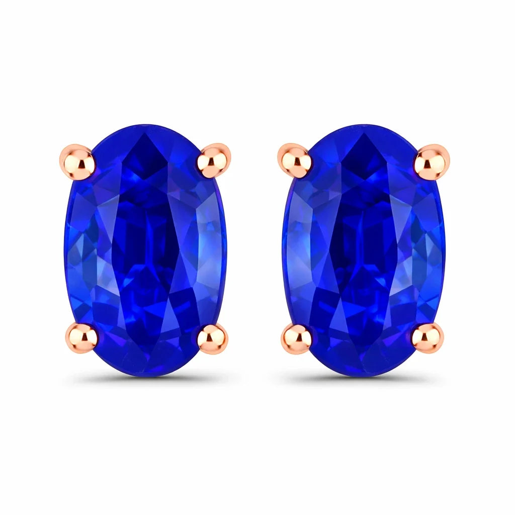 Solitaire Oval Prong-Set Stud Earrings