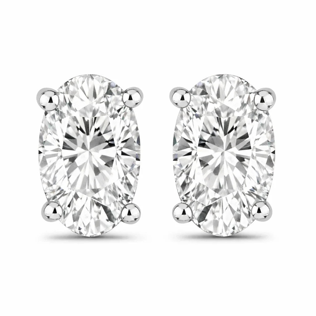 Solitaire Oval Prong-Set Stud Earrings