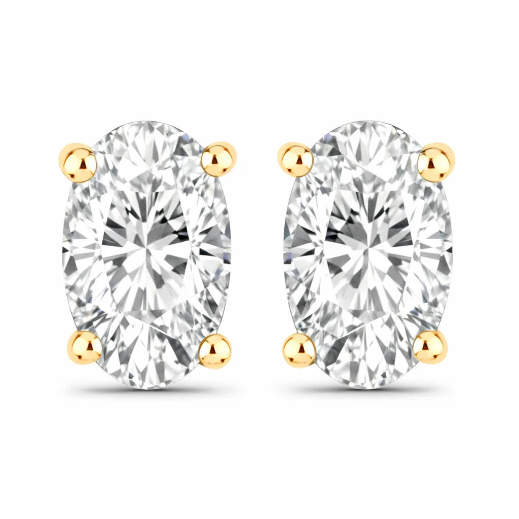 Solitaire Oval Prong-Set Stud Earrings