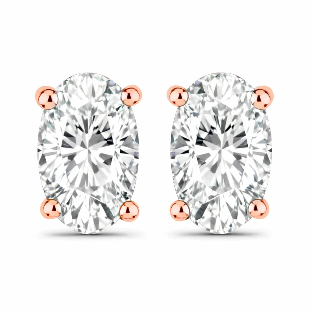 Solitaire Oval Prong-Set Stud Earrings