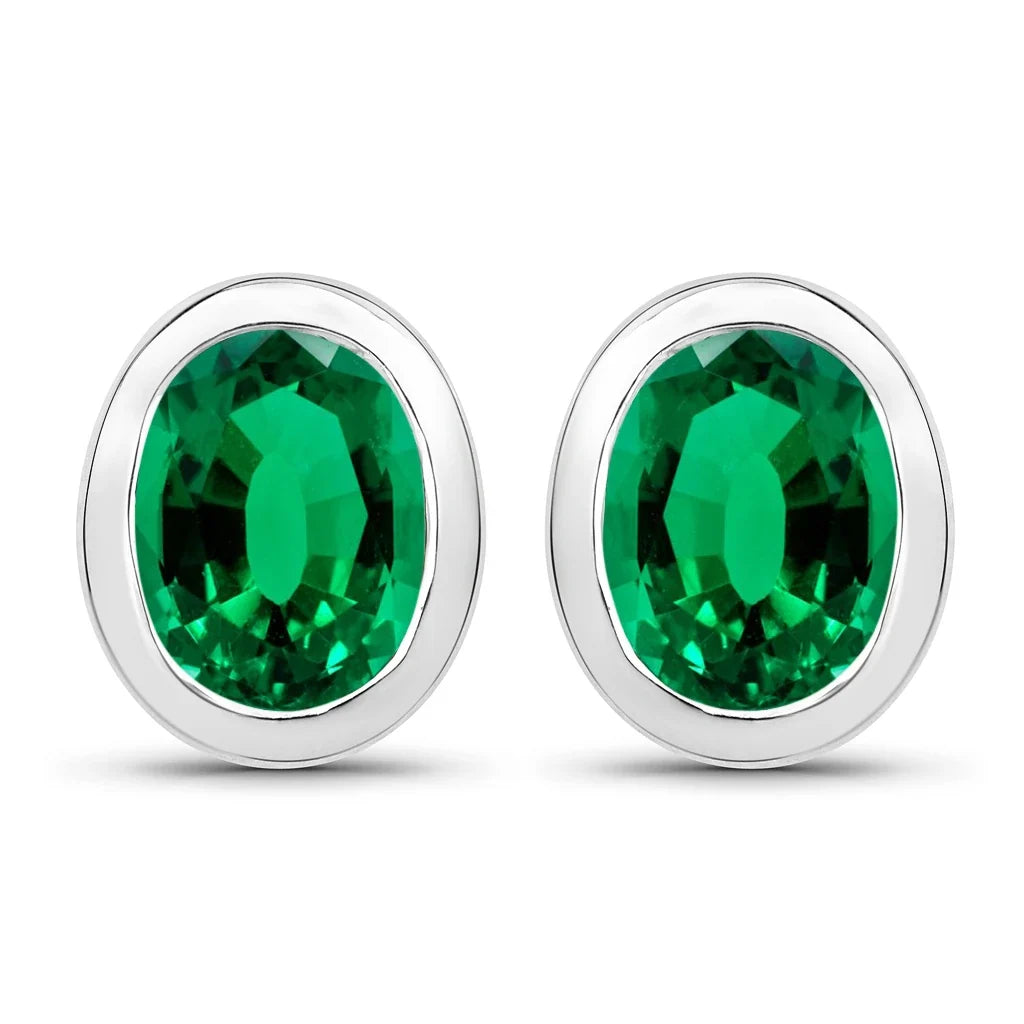 Oval Bezel Set Amethyst Stud Earrings