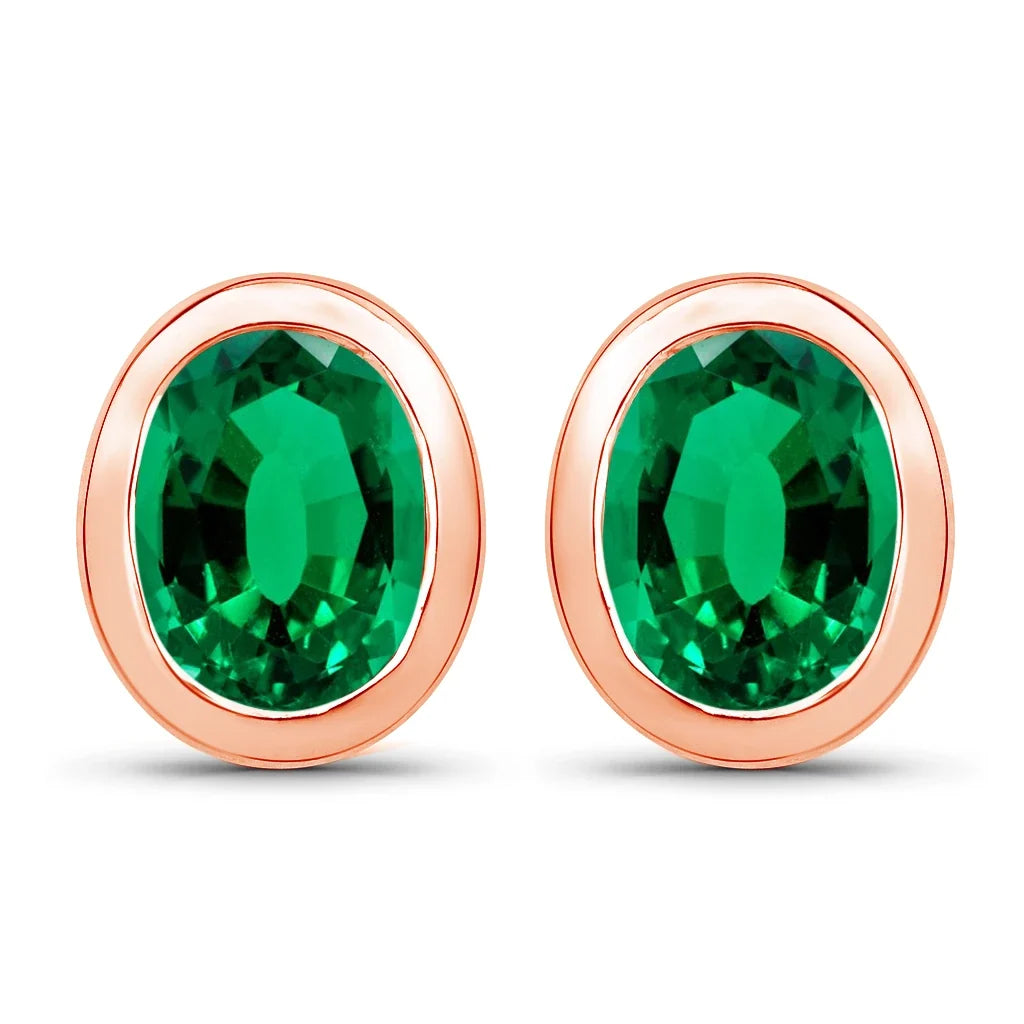 Oval Bezel Set Amethyst Stud Earrings