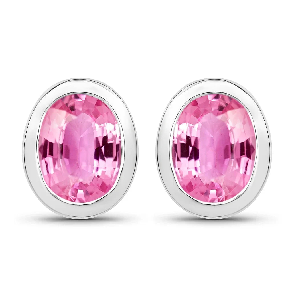 Oval Bezel Set Amethyst Stud Earrings