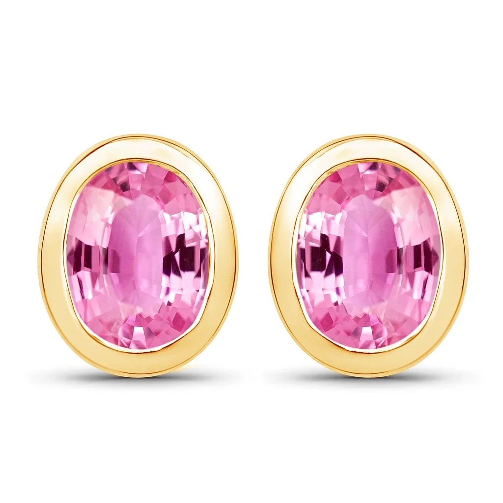 Oval Bezel Set Amethyst Stud Earrings