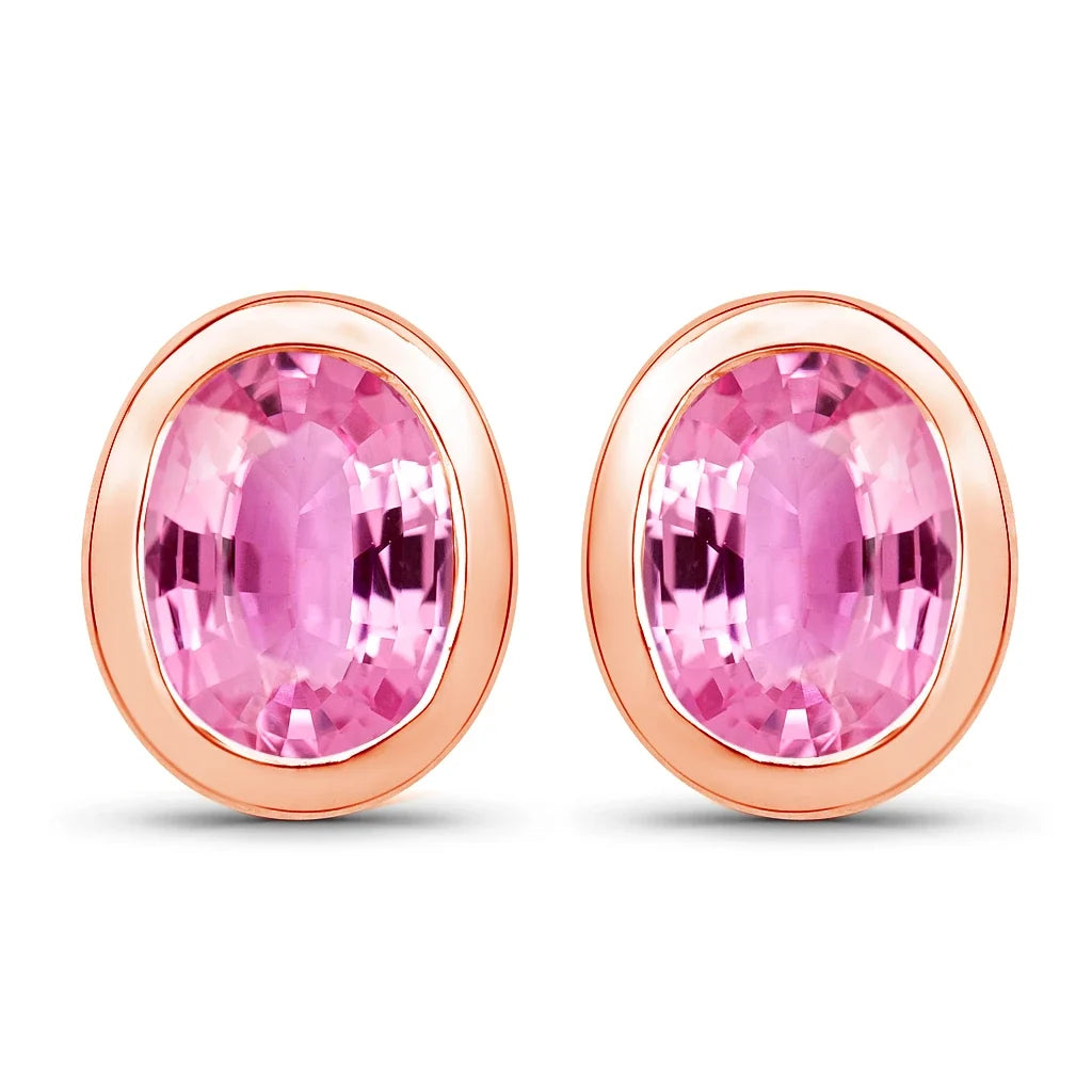 Oval Bezel Set Amethyst Stud Earrings