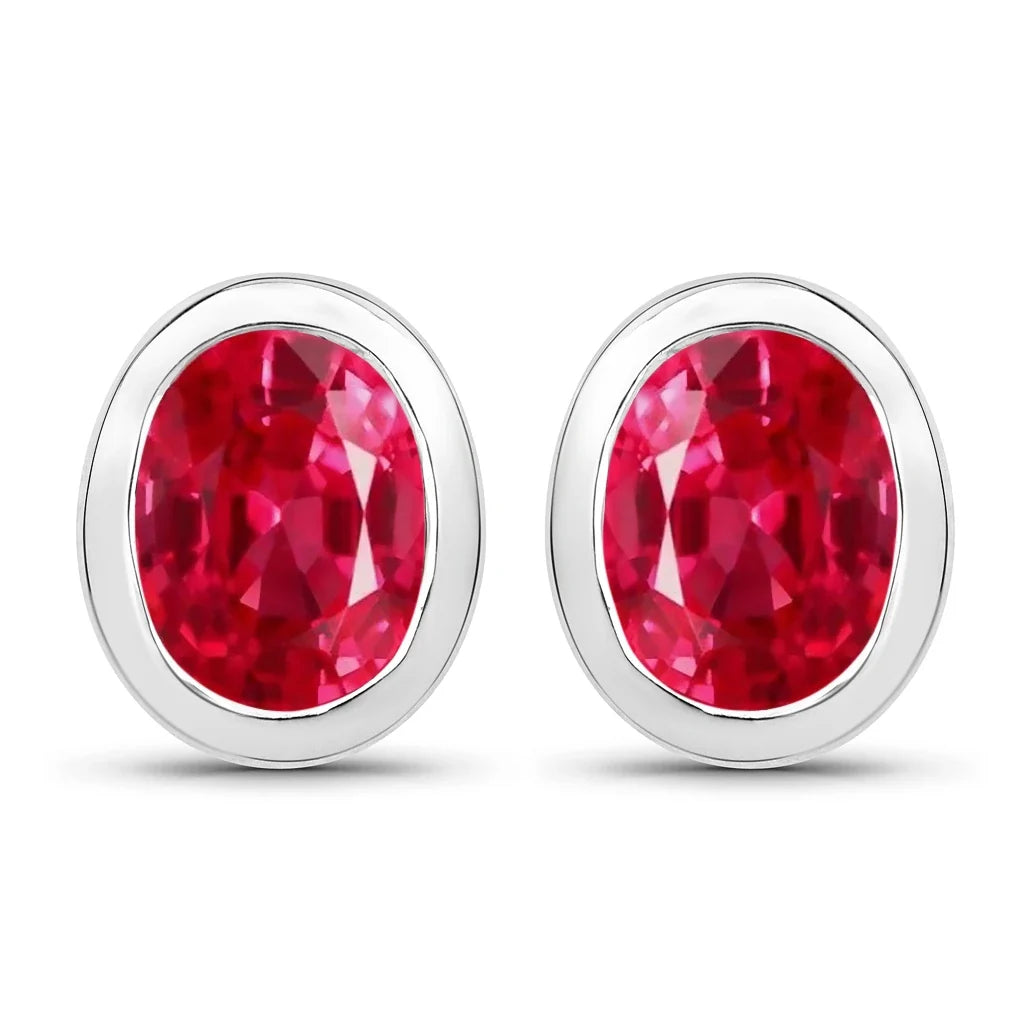 Oval Bezel Set Amethyst Stud Earrings