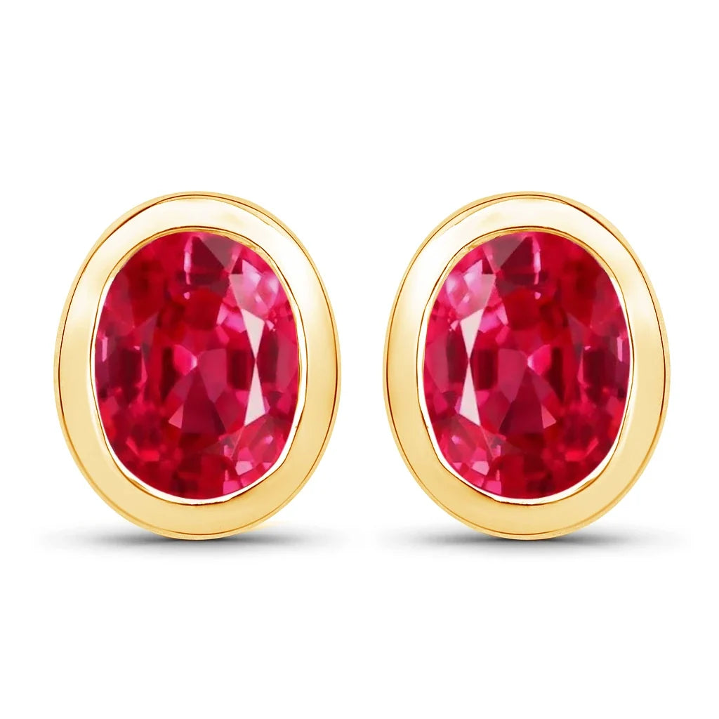 Oval Bezel Set Amethyst Stud Earrings