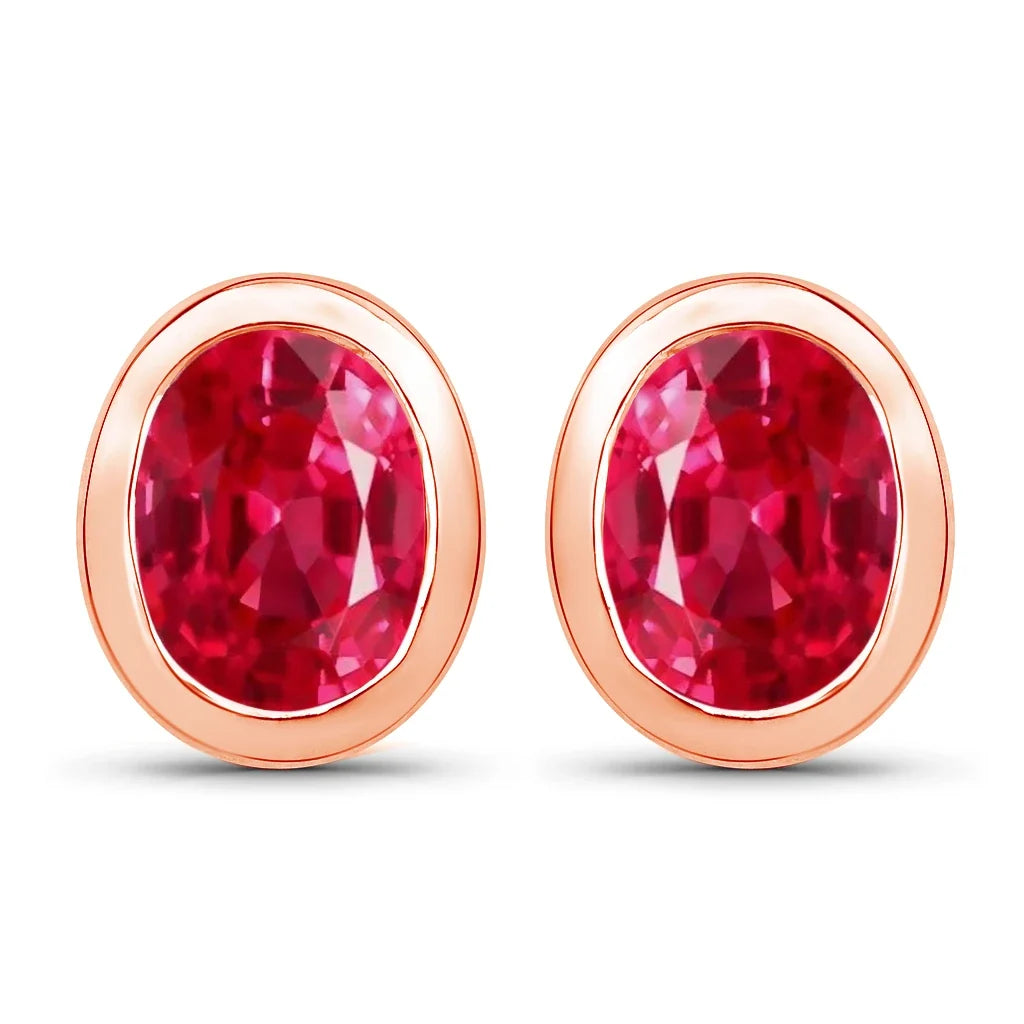 Oval Bezel Set Amethyst Stud Earrings