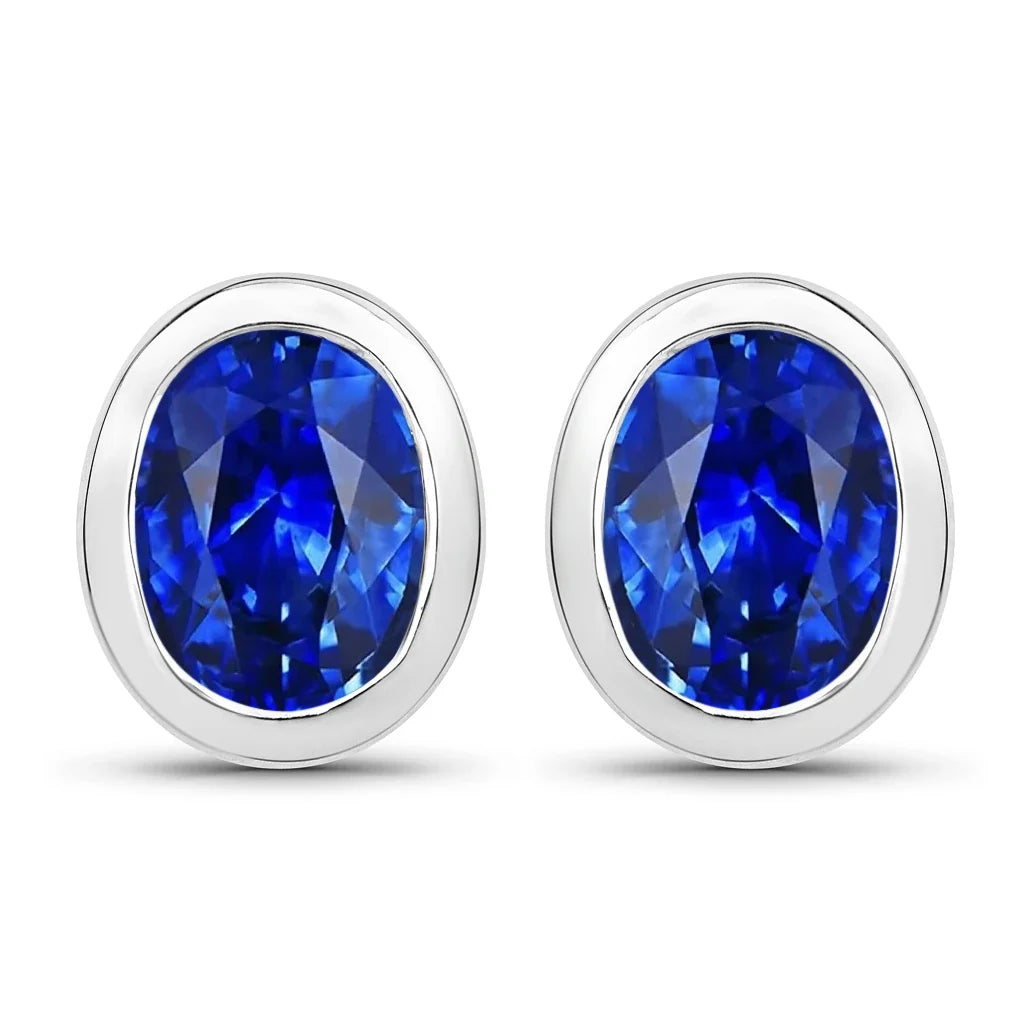 Oval Bezel Set Amethyst Stud Earrings